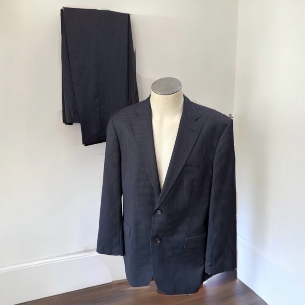 HUGO BOSS Classic Blue Single Breasted Pin Stripe Suit JKT 42R PANT 40R